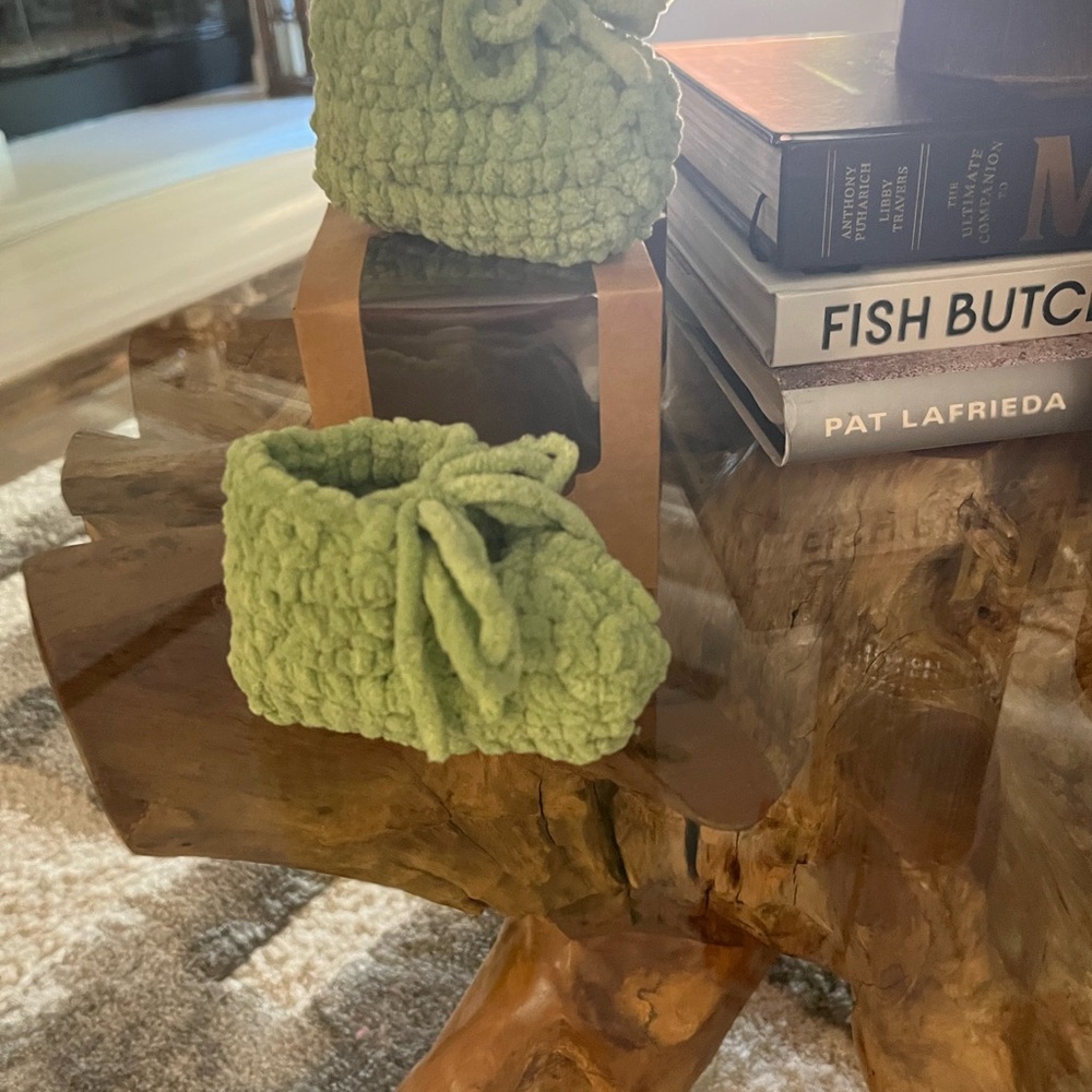 Handmade Green Baby Booties NEW